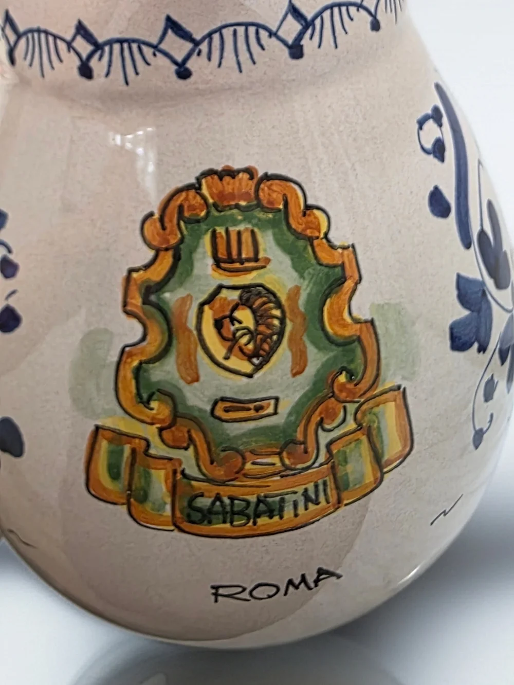 Vintage Deruta Italy Hand-Painted Blue Michela Ceramic Pitcher
